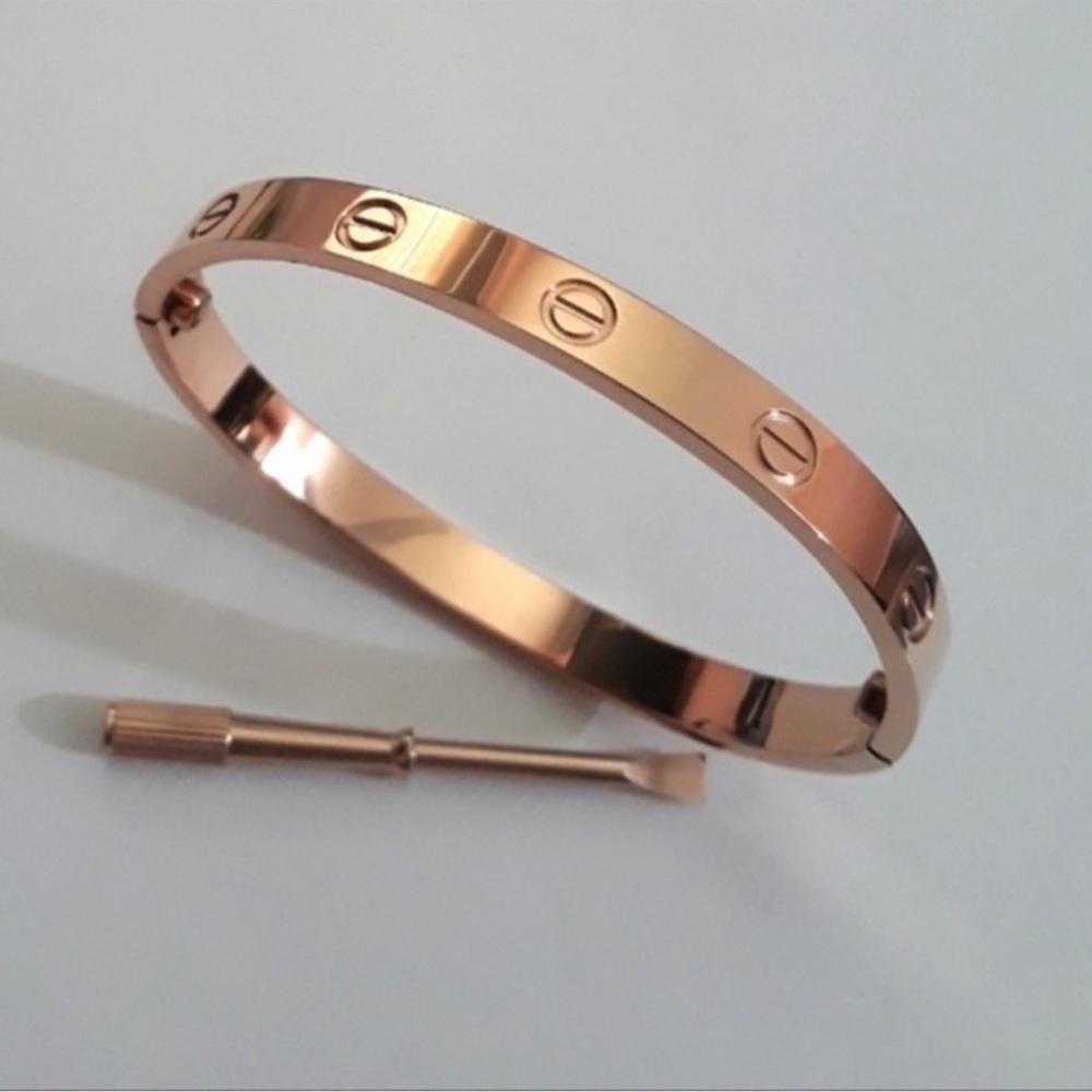 Generic Rose Gold Screw Cuff Bangle Bracelet with Screwdriver